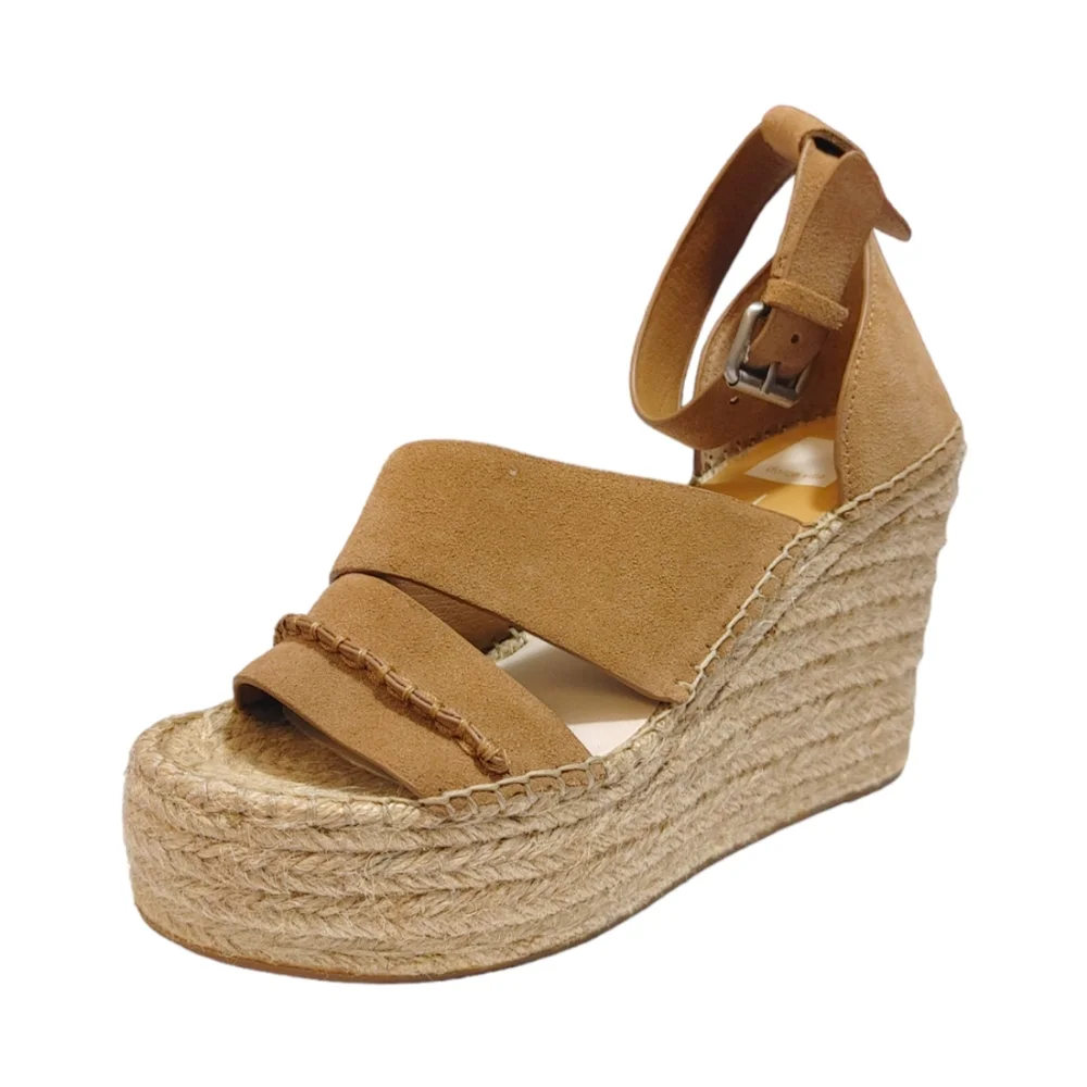 Dolce Vita Suede Desi Platform Espadrille Wedge Heel Sandals Women's Size 8